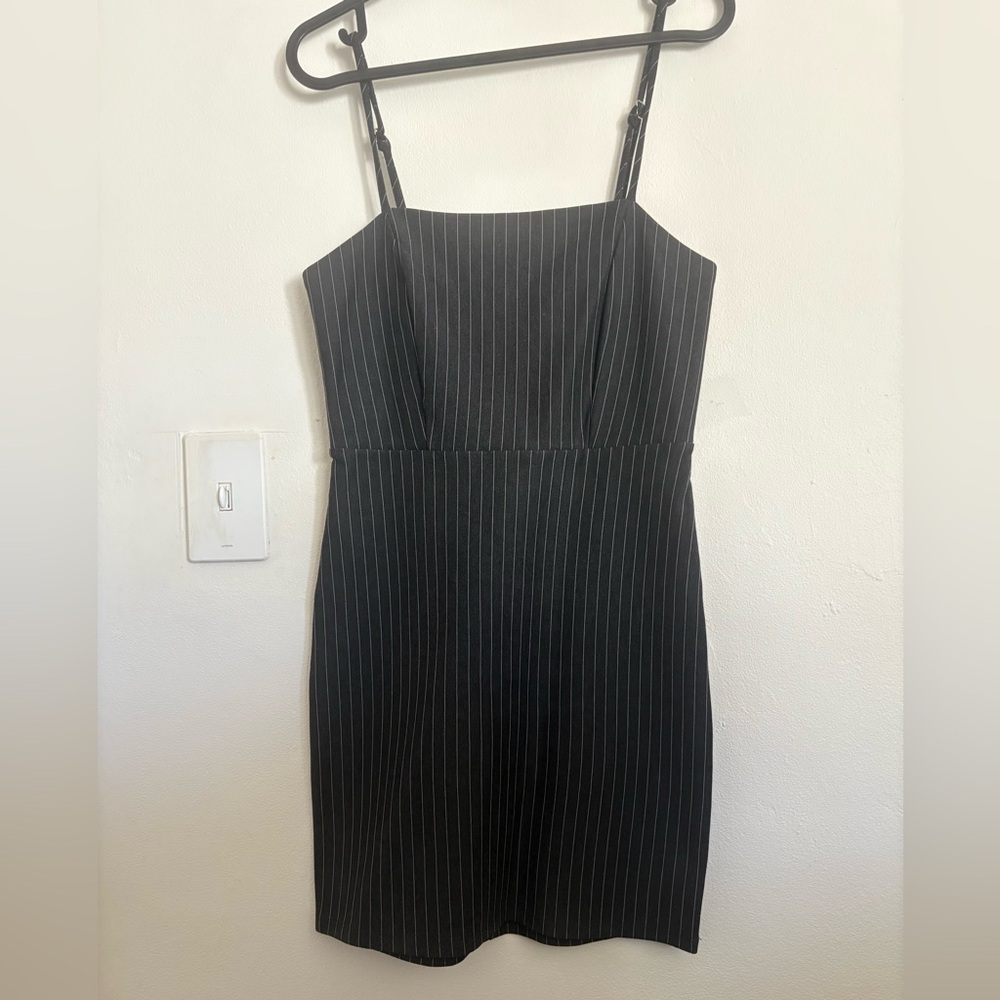Pinstriped mini dress